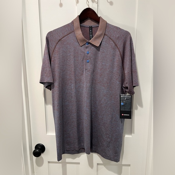 Lululemon Metal Vent Tech Polo Shirt 2.0 Date Brown / Blue Nile- XL NWT - Picture 2 of 4